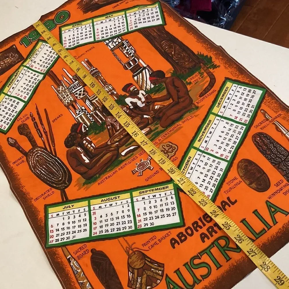 1980s vintage aboriginal art Australia, and then tea towel